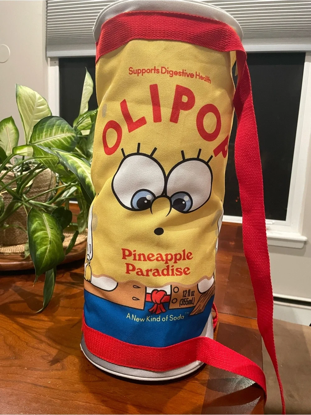 Olipop X SpongeBob Squarepants pineapple paradise cylinder duffle bag. 18”